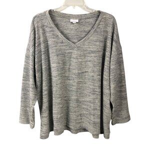 J. Jill Sleep Waffle Knit V-Neck Top Heather Gray Size 2X Cozy Lounge Leisure